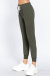 .SI-7816 FRENCH TERRY CAPRI  FITTED JOGGER PANTS: BLK-black-28832 / L