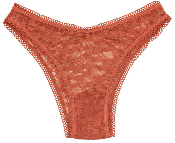 High Leg Daisy Lace Cheeky with Picot Trim: Medium / Black