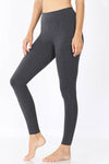 SI-16501 COTTON FULL LENGTH LEGGINGS: BLACK-90670 / L